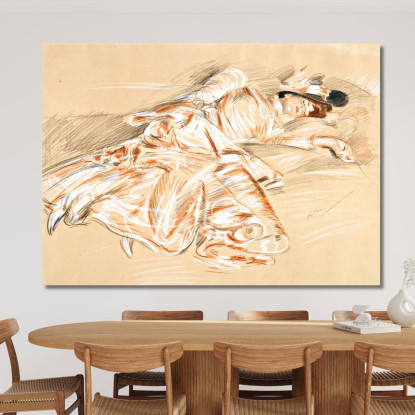 Ragazza Addormentata Paul César Helleu pch14 quadro stampato su tela