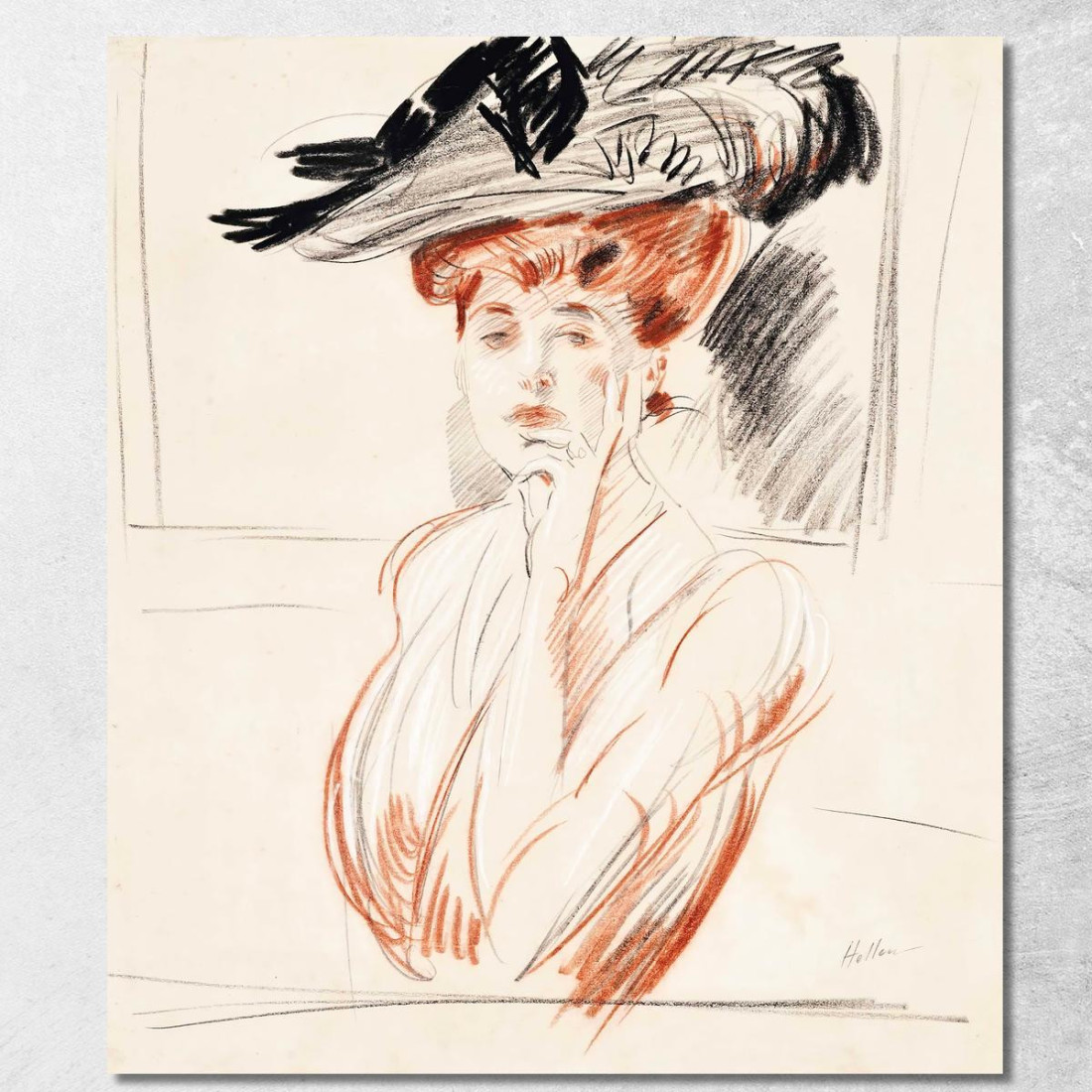 La Signora Con Il Cappello Piumato Paul César Helleu pch15 quadro stampato su tela La Signora Con Il Cappello Piumato Paul César Helleu pch15 quadro stampato su tela