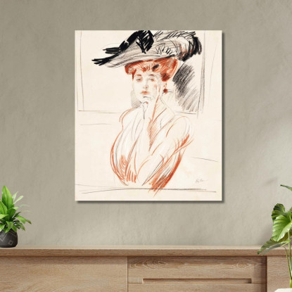 La Signora Con Il Cappello Piumato Paul César Helleu pch15 quadro stampato su tela
