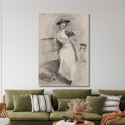 Madame Paris Seduta Su Una Panchina Paul César Helleu pch25 quadro stampato su tela