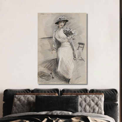 Madame Paris Seduta Su Una Panchina Paul César Helleu pch25 quadro stampato su tela