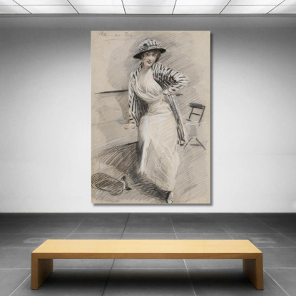 Madame Paris Seduta Su Una Panchina Paul César Helleu pch25 quadro stampato su tela