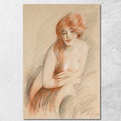 Femmina Nuda Con Capelli Lunghi Paul César Helleu pch28 quadro stampato su tela