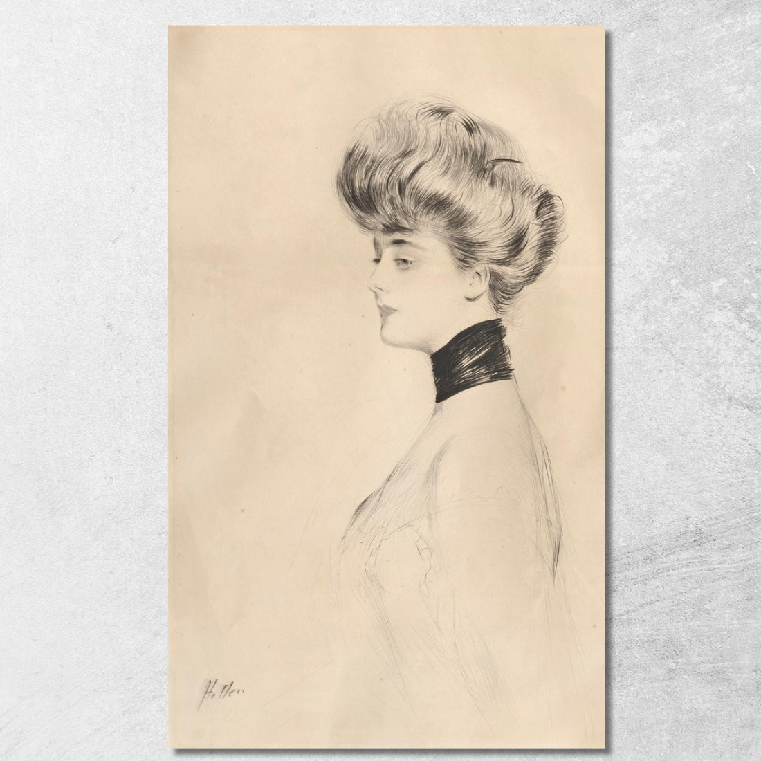Ritratto Di Donna Con Girocollo Nero Paul César Helleu pch36 quadro stampato su tela Ritratto Di Donna Con Girocollo Nero Paul César Helleu pch36 quadro stampato su tela