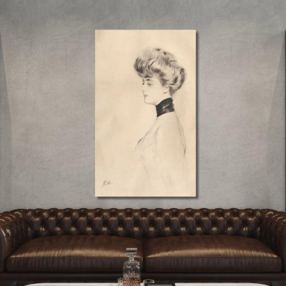 Ritratto Di Donna Con Girocollo Nero Paul César Helleu pch36 quadro stampato su tela