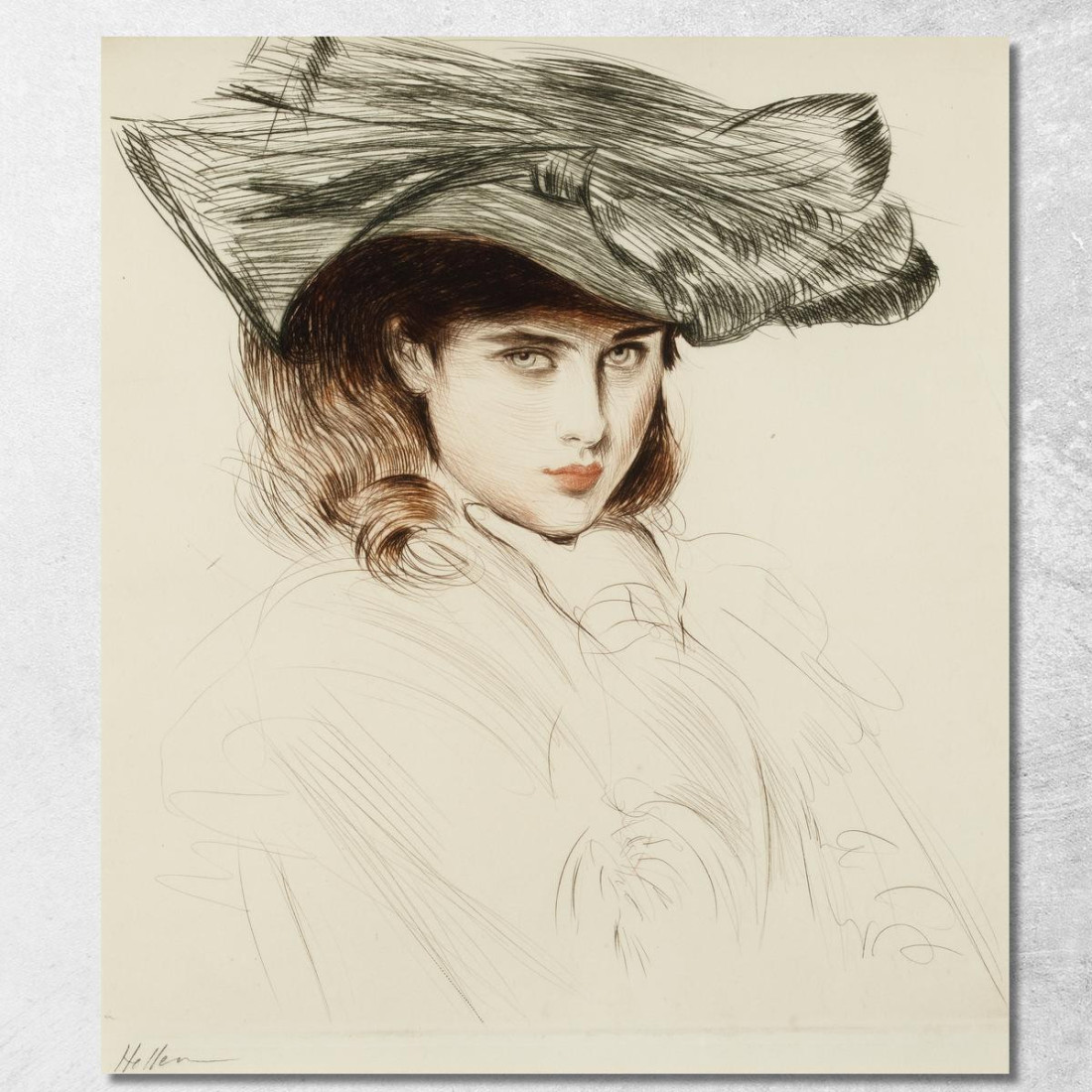 Ritratto Di Una Giovane Donna Con Cappello Paul César Helleu pch44 quadro stampato su tela Ritratto Di Una Giovane Donna Con Cappello Paul César Helleu pch44 quadro stampato su tela