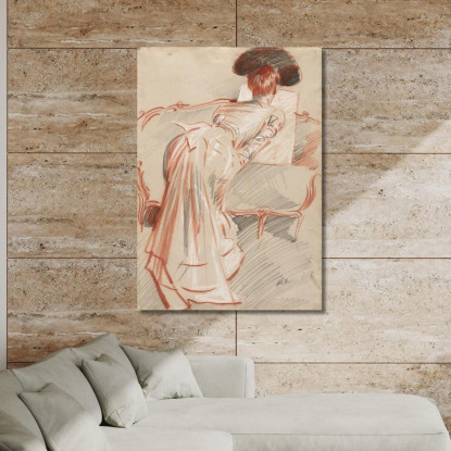 Donna Forse La Signora Alice Hellu Che Guarda Un Disegno Paul César Helleu pch57 quadro stampato su tela