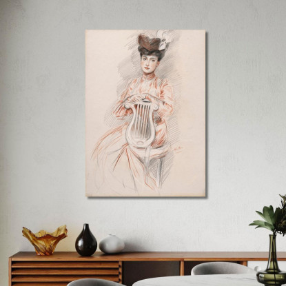Elegante Alla Sedia Lira Paul César Helleu pch59 quadro stampato su tela
