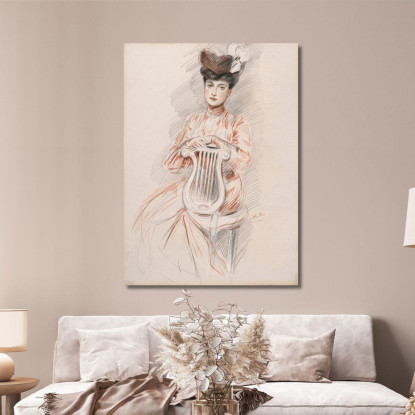 Elegante Alla Sedia Lira Paul César Helleu pch59 quadro stampato su tela