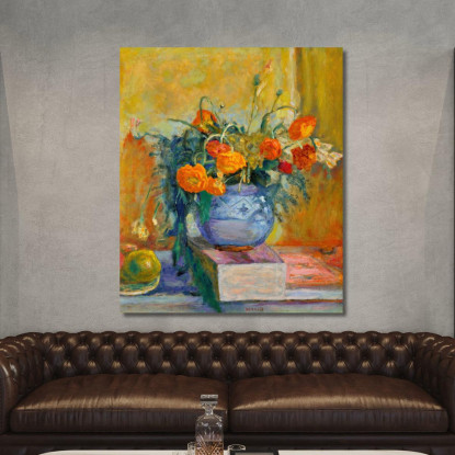 Ranuncoli In Vaso Blu Pierre Bonnard pbn64 quadro stampato su tela