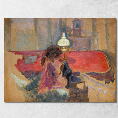 Donna Con Lampada Pierre Bonnard pbn76 quadro stampato su tela