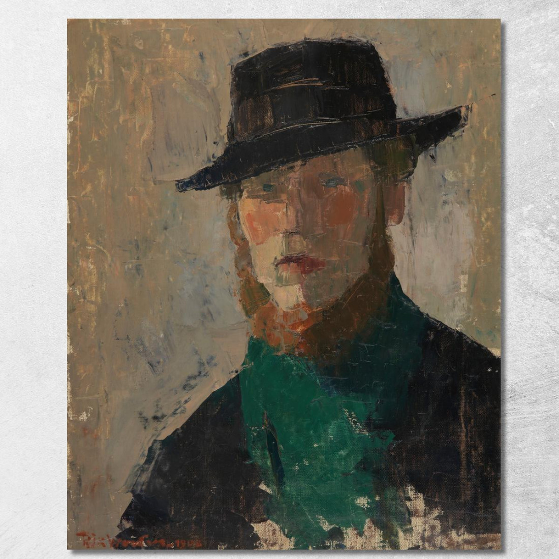 Autoritratto Con Cappello Nero Rik Wouters rwo26 quadro stampato su tela Autoritratto Con Cappello Nero Rik Wouters rwo26 quadro stampato su tela