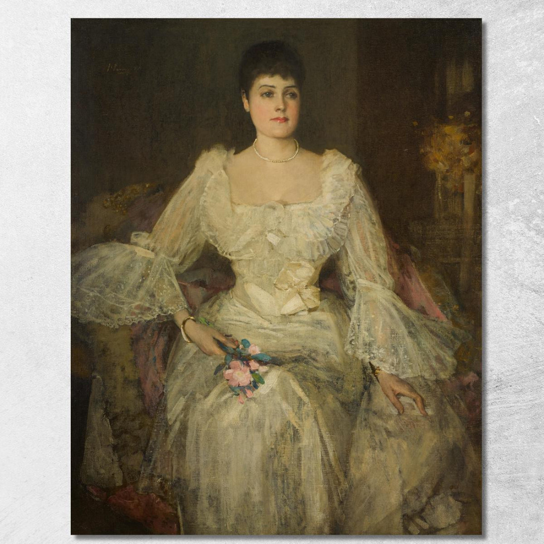 Una Signora In Bianco Un Ritratto Di Lady Lyle Sir John Lavery sjl5 quadro stampato su tela Una Signora In Bianco Un Ritratto Di Lady Lyle Sir John Lavery sjl5 quadro stampato su tela