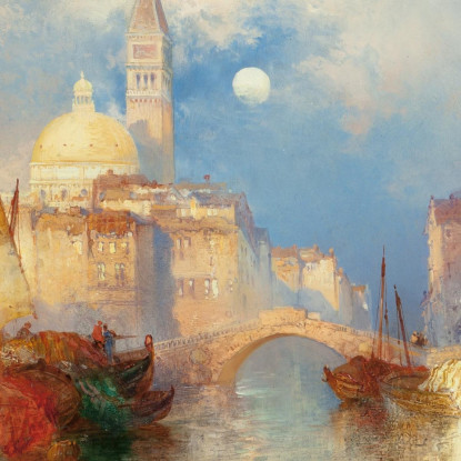 Moonrise Chioggia Venice Thomas Moran tmr42 quadro stampato su tela