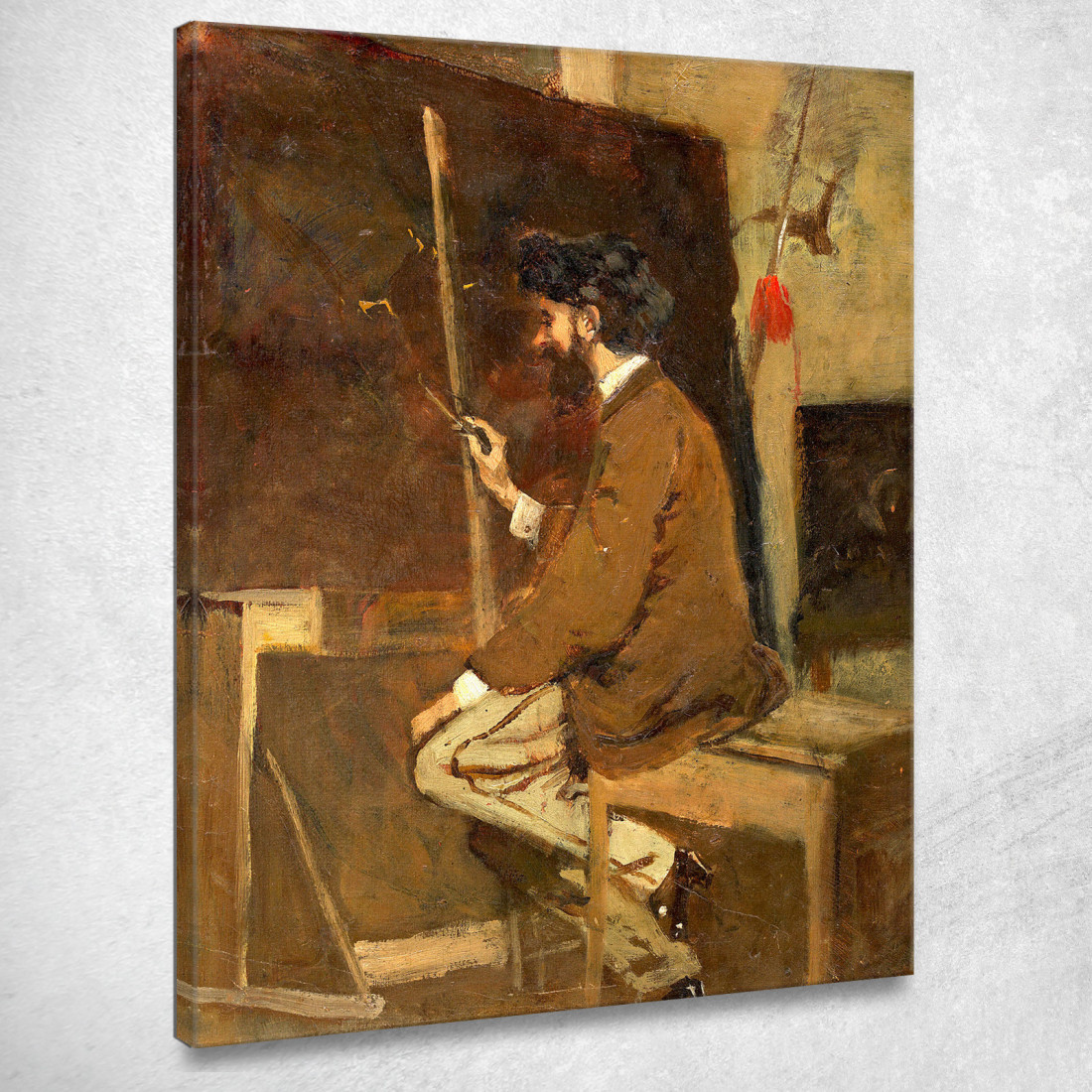Autoritratto Di Hans Makart Davanti A Un Cavalletto Hans Makart hmk56 quadro stampato su tela Autoritratto Di Hans Makart Davanti A Un Cavalletto Hans Makart hmk56 quadro stampato su tela