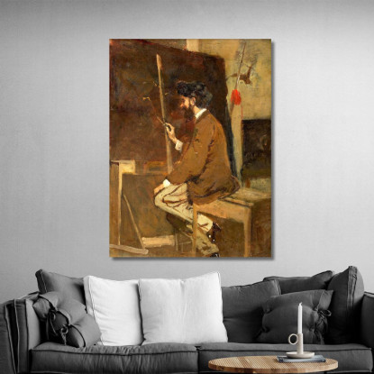 Autoritratto Di Hans Makart Davanti A Un Cavalletto Hans Makart hmk56 quadro stampato su tela