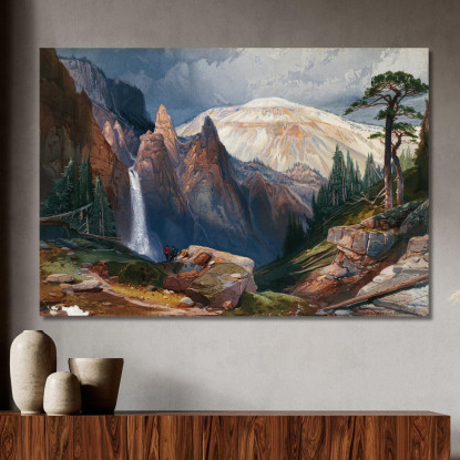 Cascate Della Torre E Montagna Di Zolfo Yellowstone Thomas Moran tmr78 quadro stampato su tela