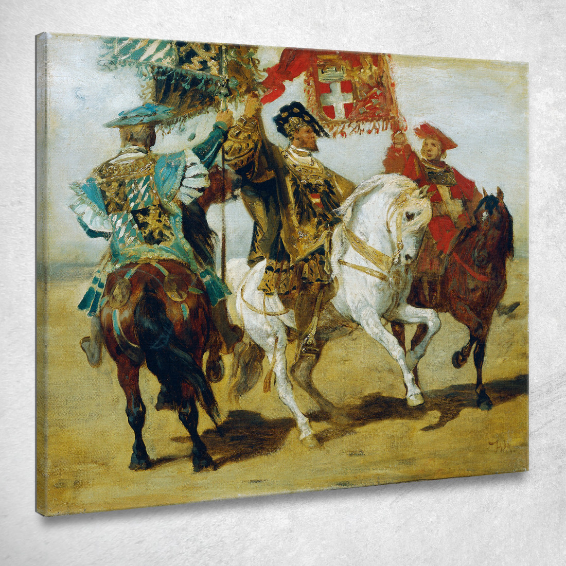 Tre Alfieri Montati Hans Makart hmk66 quadro stampato su tela Tre Alfieri Montati Hans Makart hmk66 quadro stampato su tela