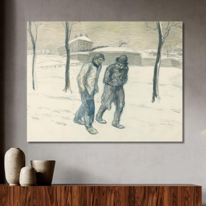 Due Vagabondi Che Camminano Nella Neve Théophile Alexandre Steinlen tas55 quadro stampato su tela