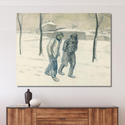 Due Vagabondi Che Camminano Nella Neve Théophile Alexandre Steinlen tas55 quadro stampato su tela