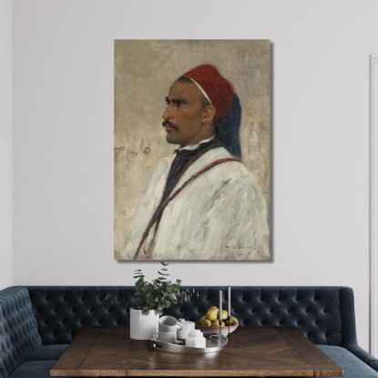 Ritratto Di Un Arabo Wilhelm Kuhnert wkh31 quadro stampato su tela