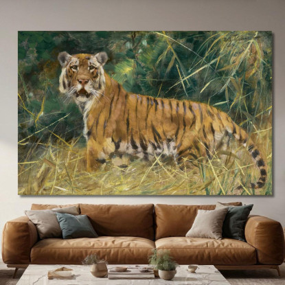 Tigre In Allerta Wilhelm Kuhnert wkh44 quadro stampato su tela