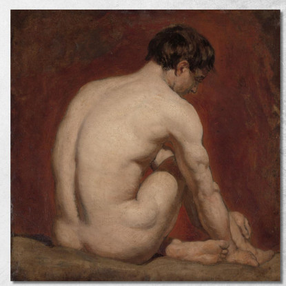 Nudo Maschile Inginocchiato Da Dietro William Etty wet11 quadro stampato su tela