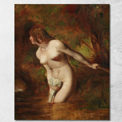 Musidora La Bagnante Alla Brezza Dubbiosa Allarmata-- William Etty wet14 quadro stampato su tela