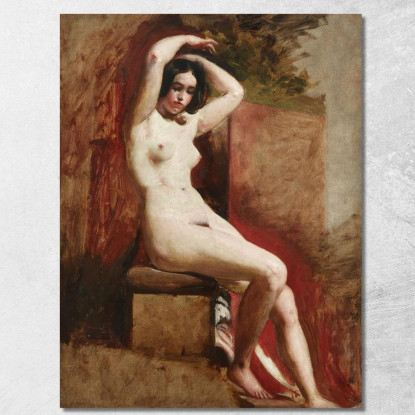 Nudo Accademico Seduto William Etty wet25 quadro stampato su tela