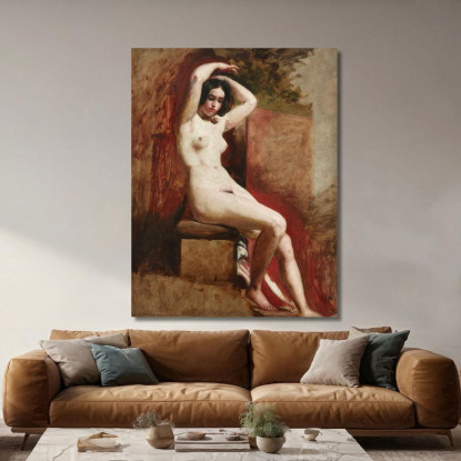 Nudo Accademico Seduto William Etty wet25 quadro stampato su tela