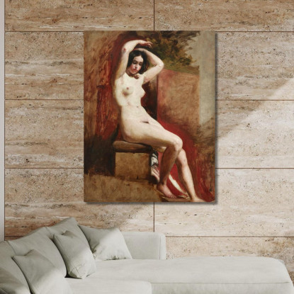 Nudo Accademico Seduto William Etty wet25 quadro stampato su tela