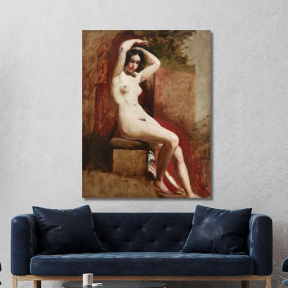 Nudo Accademico Seduto William Etty wet25 quadro stampato su tela