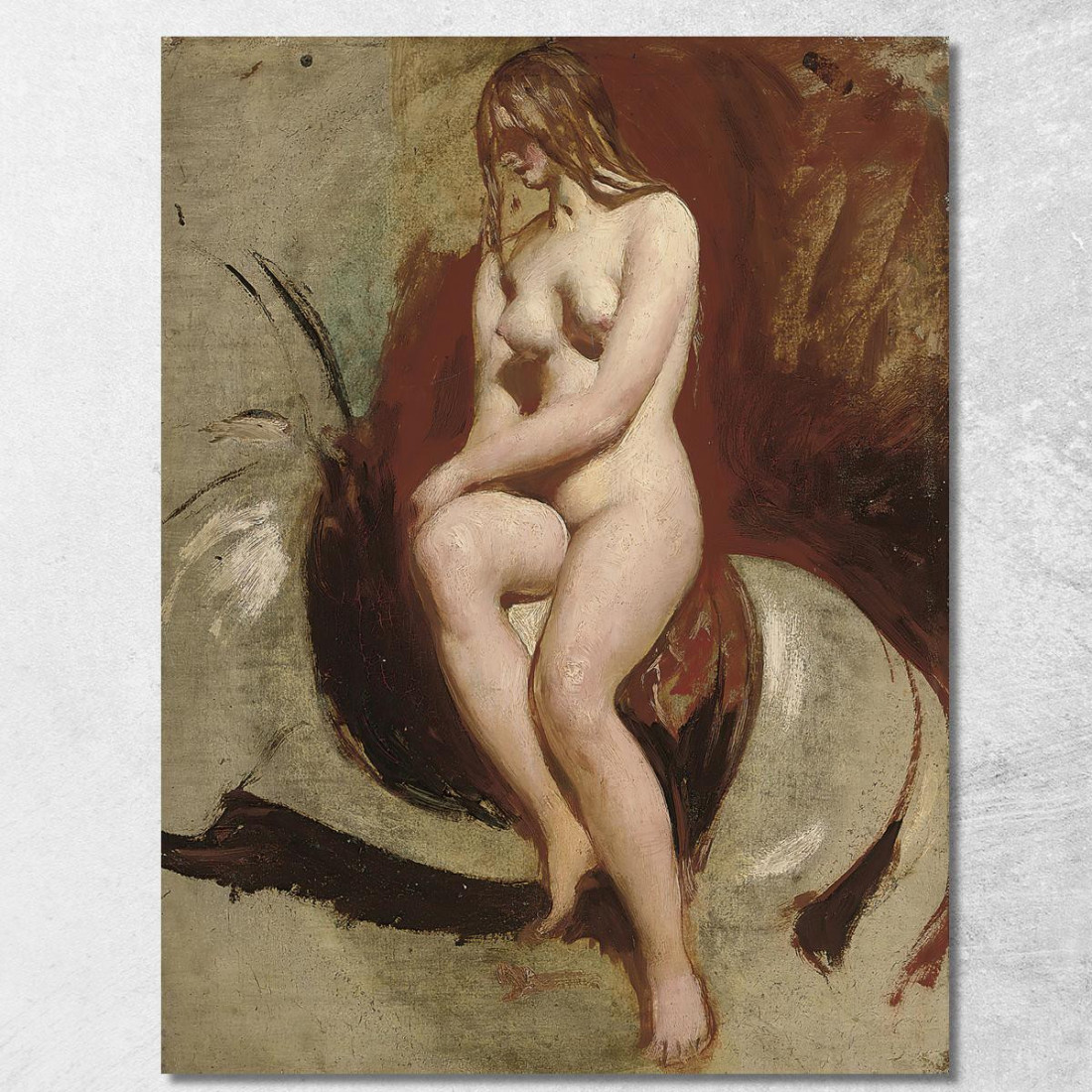 Nudo Femminile Seduto 2 William Etty wet26 quadro stampato su tela