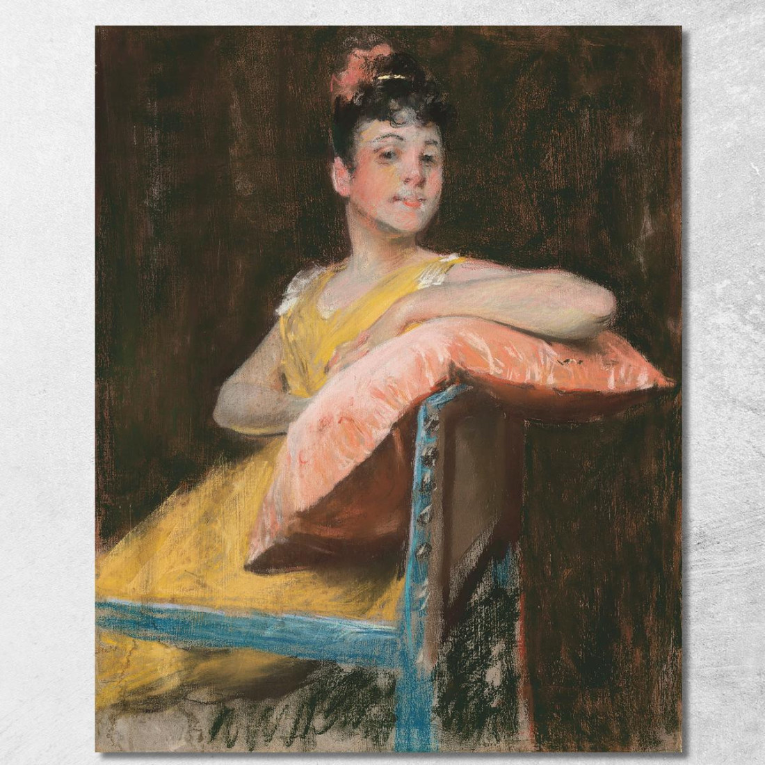 Una Ragazza In Giallo L'Abito Giallo William Merritt Chase wmc3 quadro stampato su tela