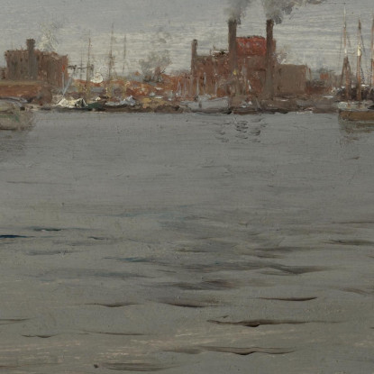 Scena Del Porto Di Brooklyn Docks William Merritt Chase wmc25 quadro stampato su tela