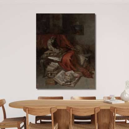 Scimmia Con La Letteratura William Merritt Chase wmc39 quadro stampato su tela