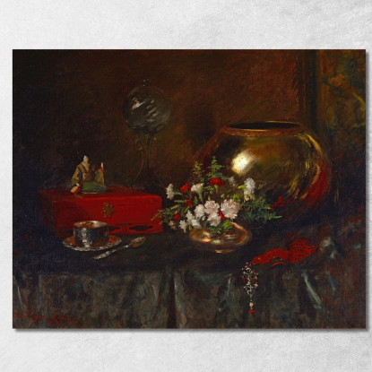 Ciotola In Ottone Con Natura Morta William Merritt Chase wmc76 quadro stampato su tela