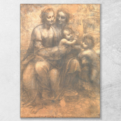 La Vergine E Il Bambino Con Sant'Anna E San Giovanni Leonardo Da Vinci ldv1 quadro stampato su tela