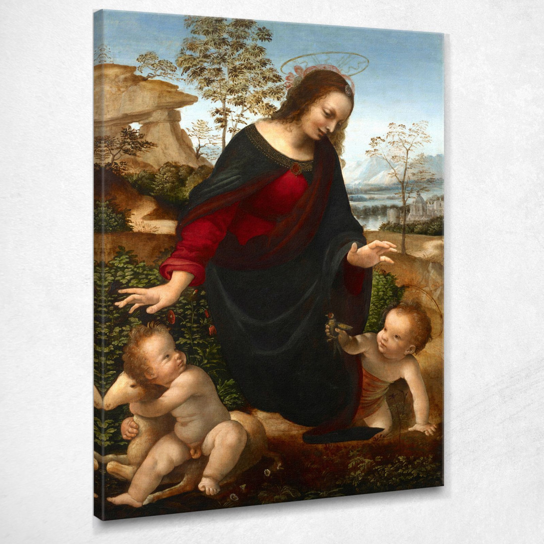 Madonna Col Bambino E San Giovannino Leonardo Da Vinci ldv21 quadro stampato su tela Madonna Col Bambino E San Giovannino Leonardo Da Vinci ldv21 quadro stampato su tela