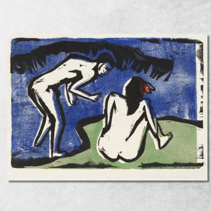 Coppia Al Bagno 1910 Di The Ernst Ludwig Kirchner elk7 quadro stampato su tela