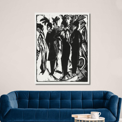 Cinque Donne Per Strada 1914 Ernst Ludwig Kirchner elk56 quadro stampato su tela