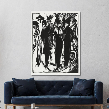 Cinque Donne Per Strada 1914 Ernst Ludwig Kirchner elk56 quadro stampato su tela