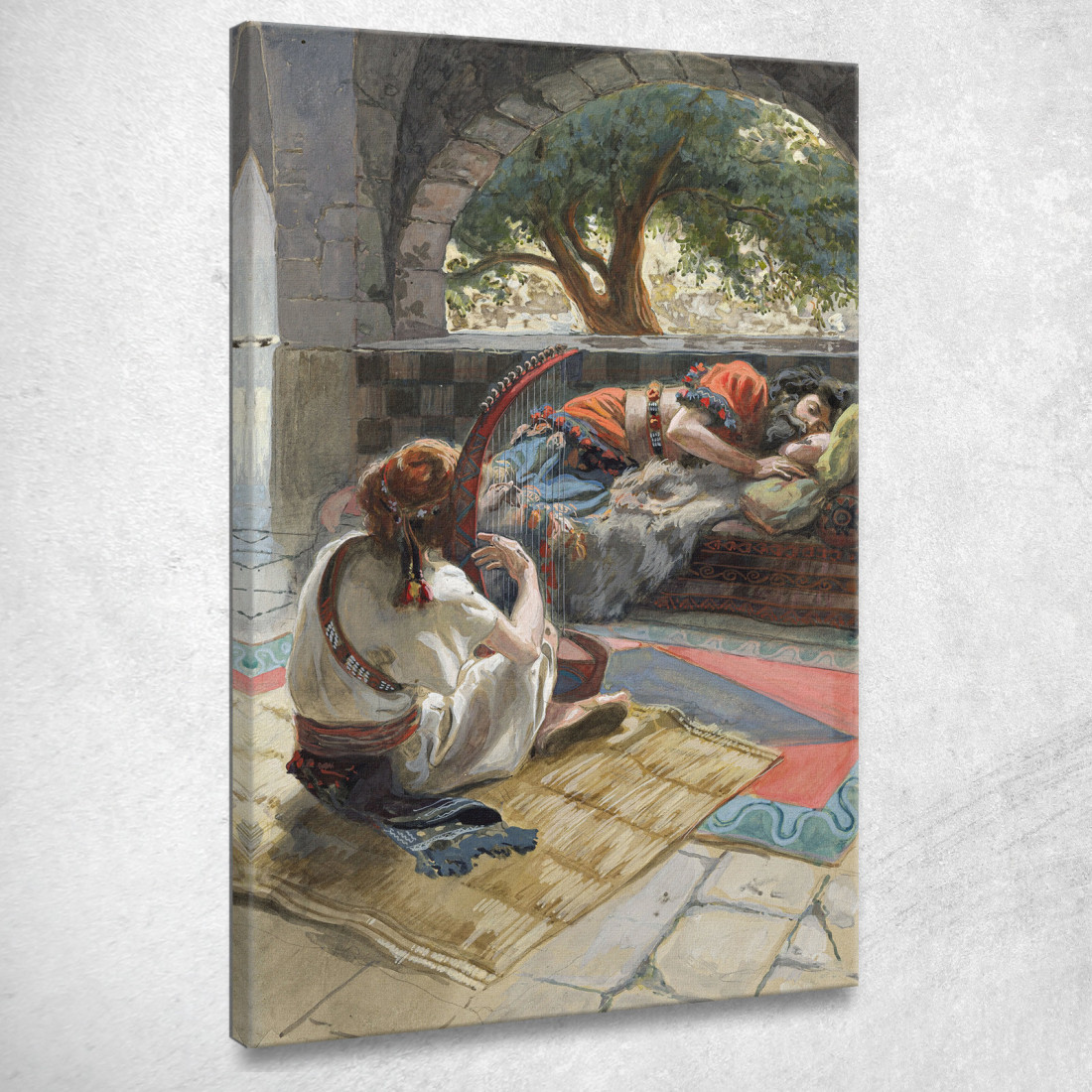 Davide Suona L'Arpa Davanti A Saul James Tissot jts18 quadro stampato su tela Davide Suona L'Arpa Davanti A Saul James Tissot jts18 quadro stampato su tela