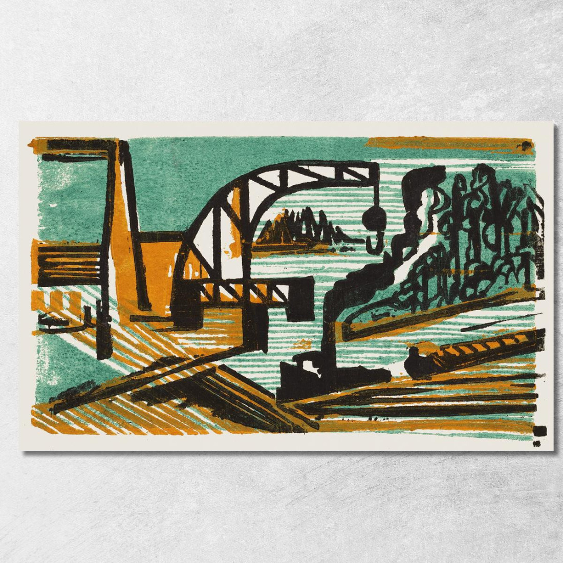 Paesaggio Fluviale Con Gru E Chiatte Ernst Ludwig Kirchner elk112 quadro stampato su tela Paesaggio Fluviale Con Gru E Chiatte Ernst Ludwig Kirchner elk112 quadro stampato su tela
