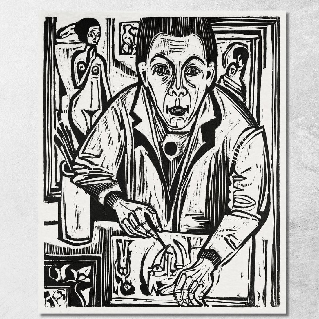 Autoritratto 1921 Ernst Ludwig Kirchner elk117 quadro stampato su tela Autoritratto 1921 Ernst Ludwig Kirchner elk117 quadro stampato su tela