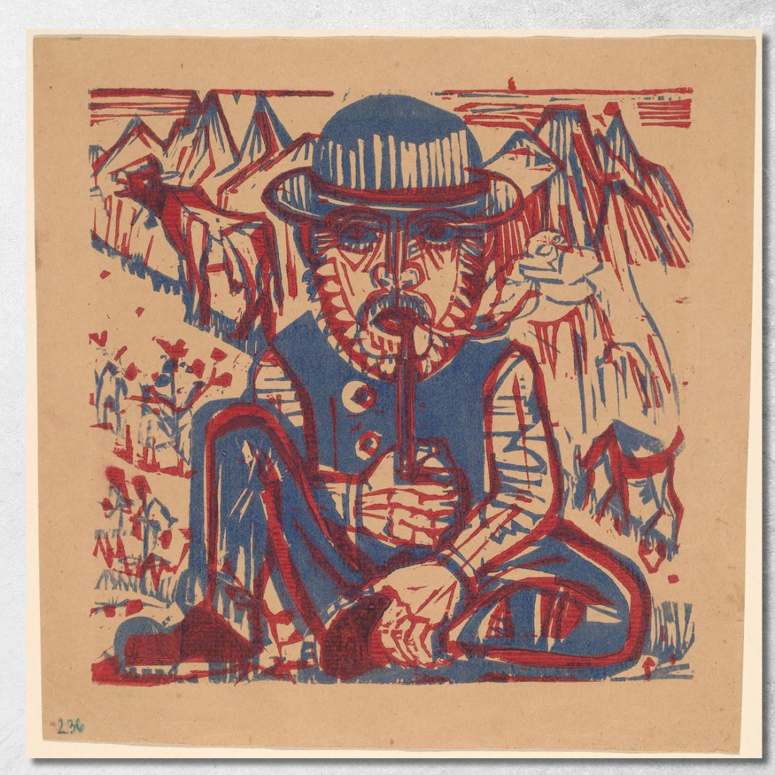 Contadino Fumante Ernst Ludwig Kirchner elk121 quadro stampato su tela Contadino Fumante Ernst Ludwig Kirchner elk121 quadro stampato su tela