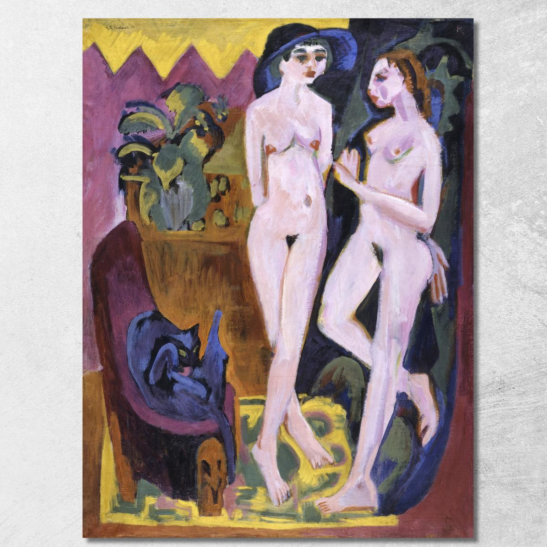 Due Nudi In Una Stanza 1914 Ernst Ludwig Kirchner elk148 quadro stampato su tela Due Nudi In Una Stanza 1914 Ernst Ludwig Kirchner elk148 quadro stampato su tela