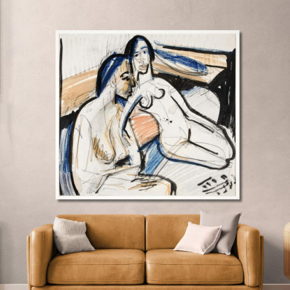 Due Donne Sedute Nello Studio 1912 Ernst Ludwig Kirchner elk151 quadro stampato su tela