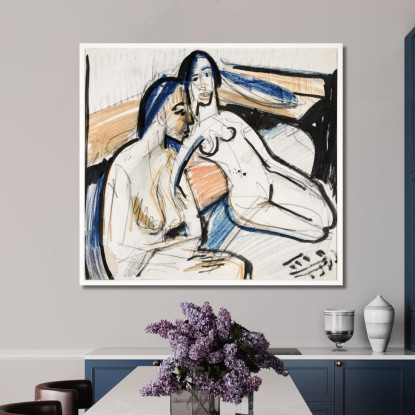 Due Donne Sedute Nello Studio 1912 Ernst Ludwig Kirchner elk151 quadro stampato su tela