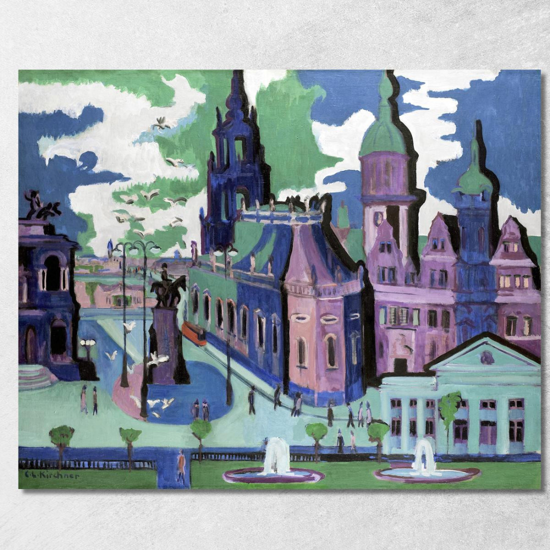 Veduta Della Schlossplatz Di Dresda 1926 Ernst Ludwig Kirchner elk156 quadro stampato su tela